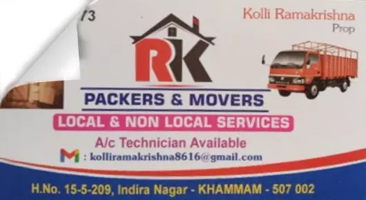 RK Packers and Movers near Indira Nagar in Khammam