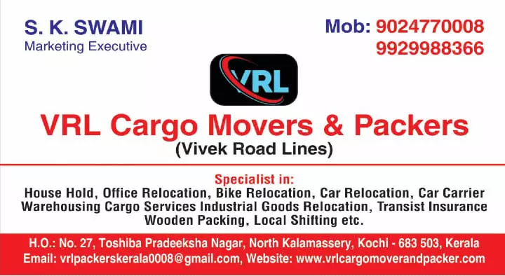 VRL Cargo Movers and Packers in University Pipeline Road