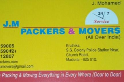 JM Packers and Movers near Church Road in Madurai