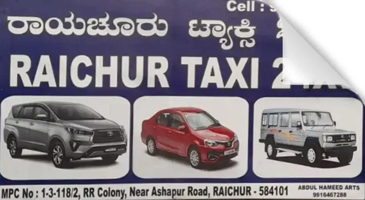 Raichur Taxi 24/7 in RR Colony