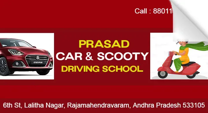 Prasad Car and Scooty Driving School near Lalitha Nagar in rajahmundry