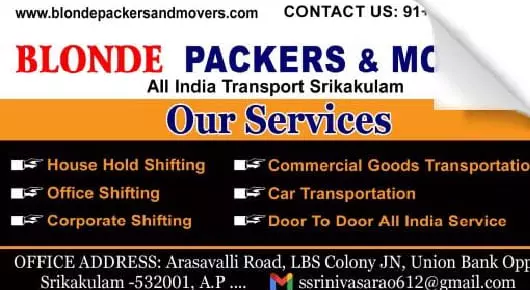 Blonde Packers and Movers in Arasavilli
