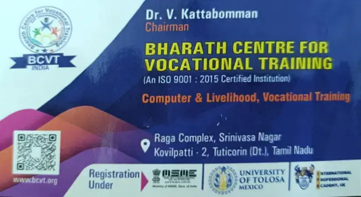 Bharath Centre for Vocational Training (BCVT) INDIA in Kovilpatti