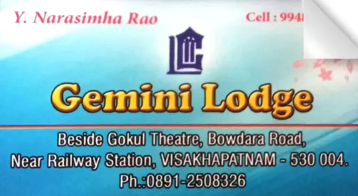 Gemini Lodge near Bowadara Road in Visakhapatnam