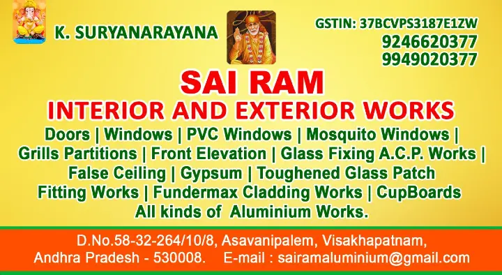 Sai Ram Interior and Exterior Works in kancharapalem