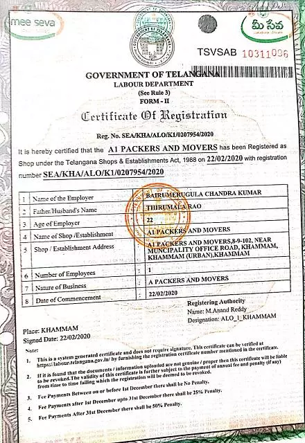 A1 Packers And Movers Packers And Movers Indira Nagar In Khammam - Photo No. 01