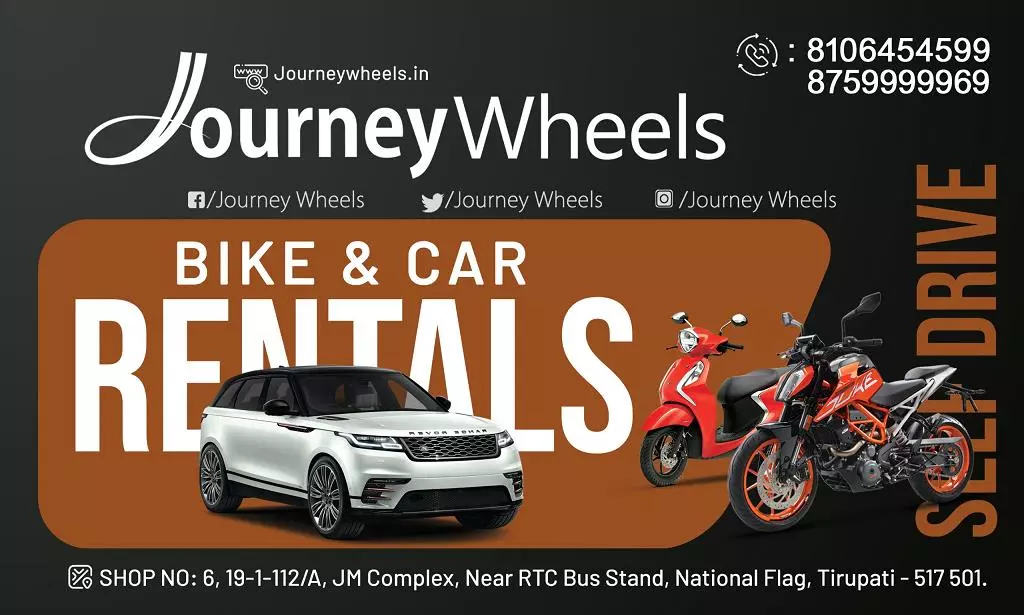 journey wheels bike and car rentals kothapalli in tirupati - Photo No.2